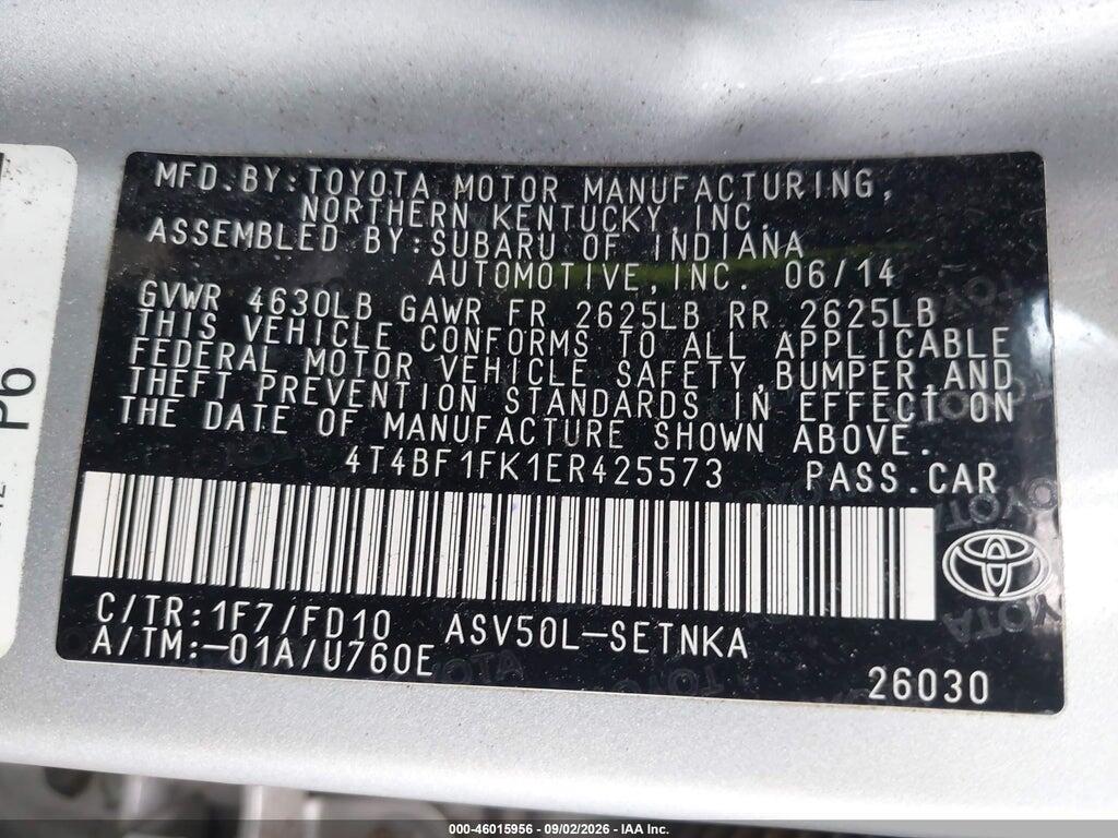 4T4BF1FK1ER425573 2014 TOYOTA CAMRY photo no. 9