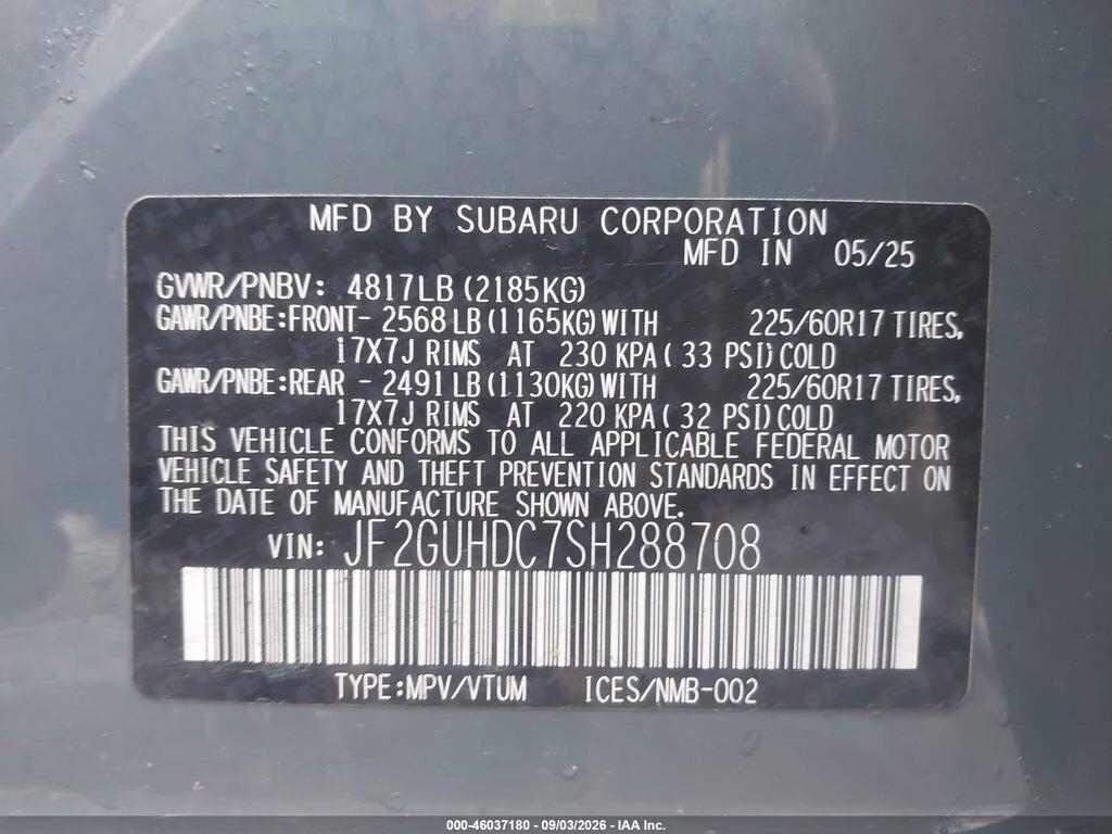 JF2GUHDC7SH288708 2025 SUBARU CROSSTREK photo no. 9