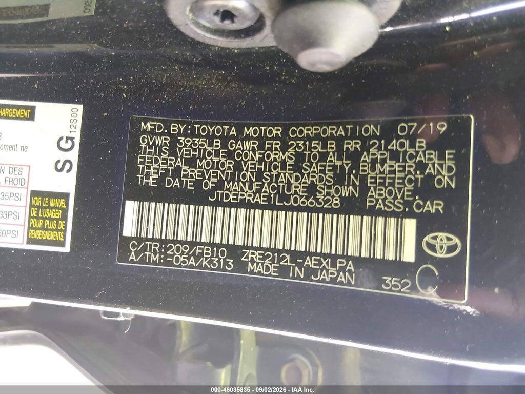 JTDEPRAE1LJ066328 2020 TOYOTA COROLLA photo no. 9