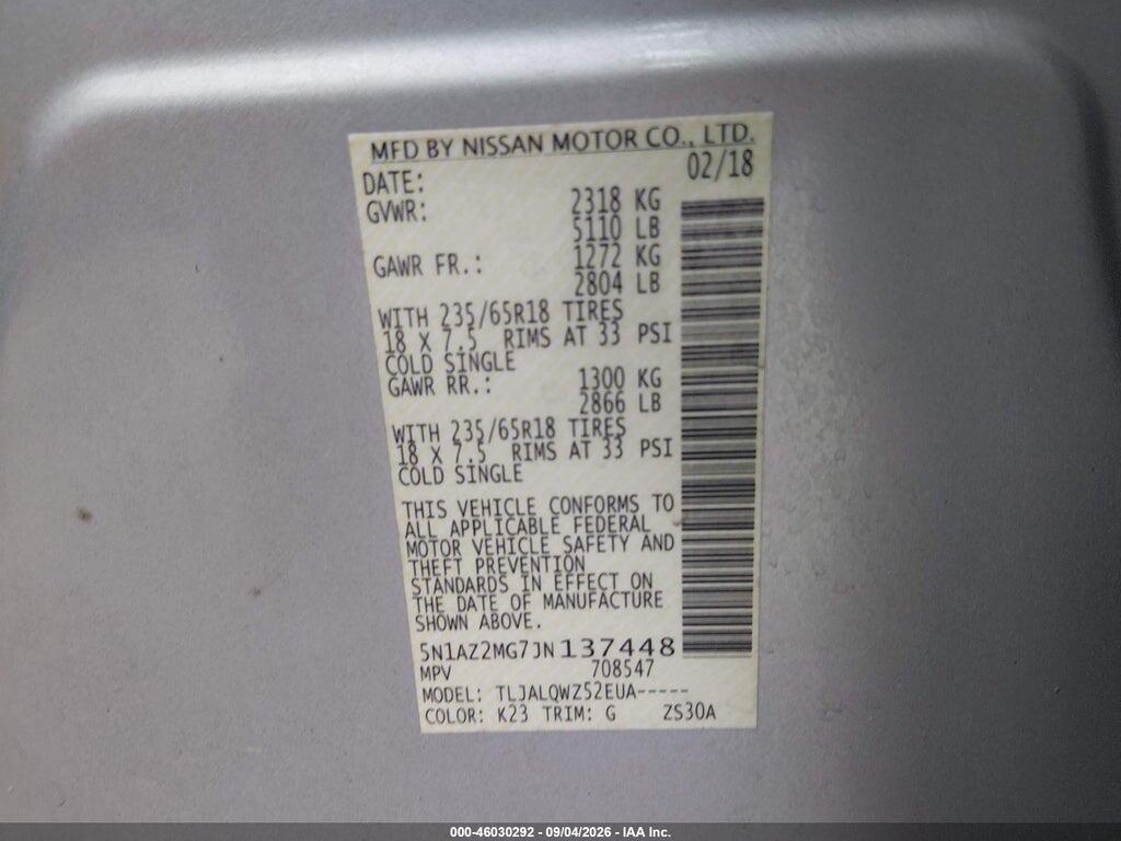 5N1AZ2MG7JN137448 2018 NISSAN MURANO photo no. 9