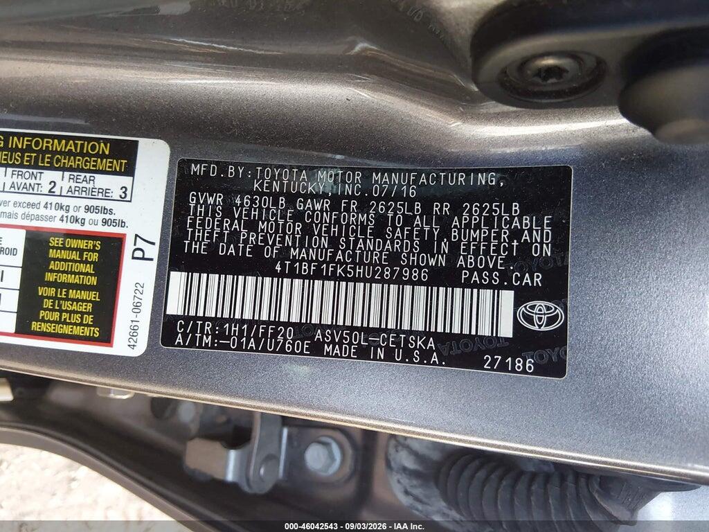 4T1BF1FK5HU287986 2017 TOYOTA CAMRY photo no. 9
