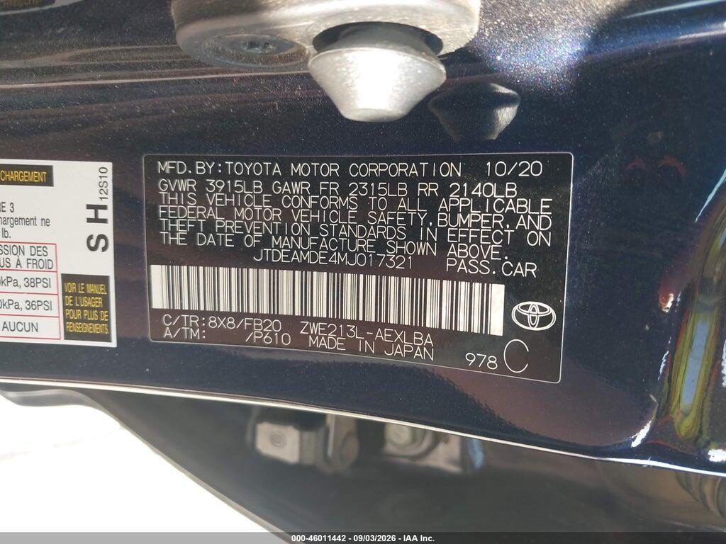 JTDEAMDE4MJ017321 2021 TOYOTA COROLLA photo no. 9