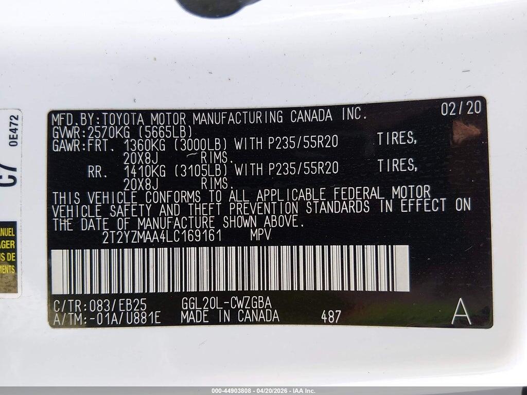 2T2YZMAA4LC169161 2020 LEXUS RX 350 photo no. 9