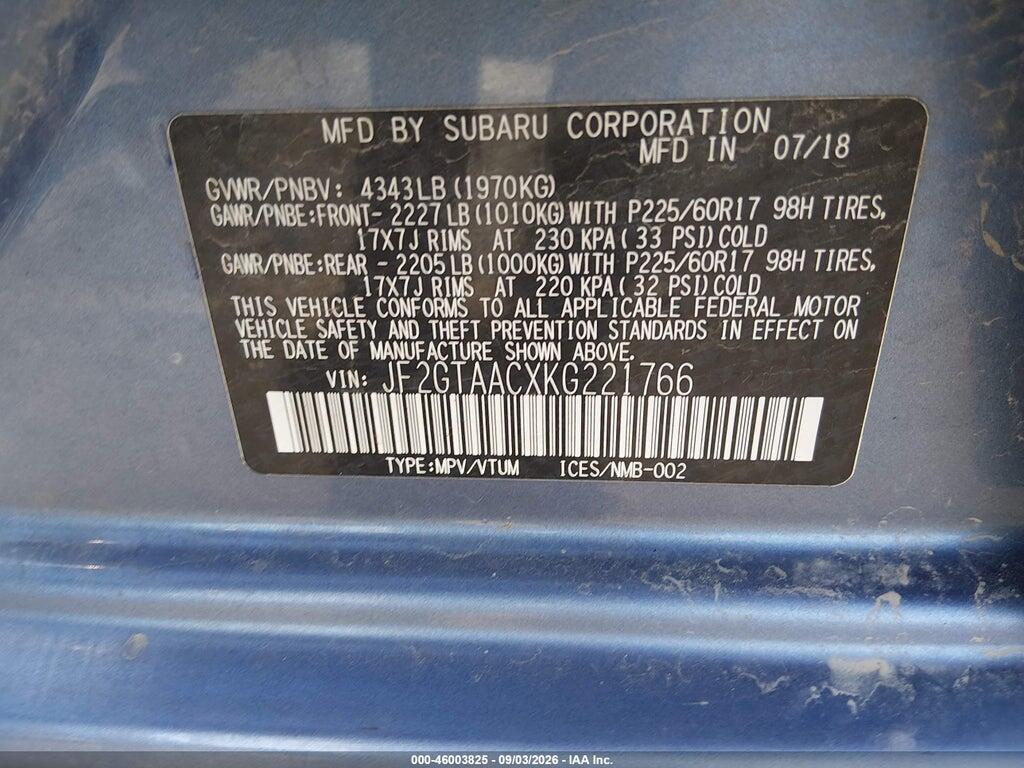 JF2GTAACXKG221766 2019 SUBARU CROSSTREK photo no. 9