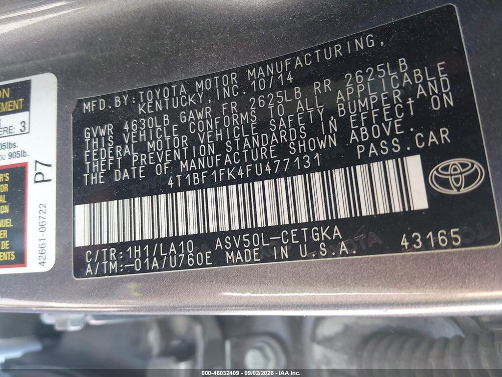 4T1BF1FK4FU477131 2015 TOYOTA CAMRY photo no. 9