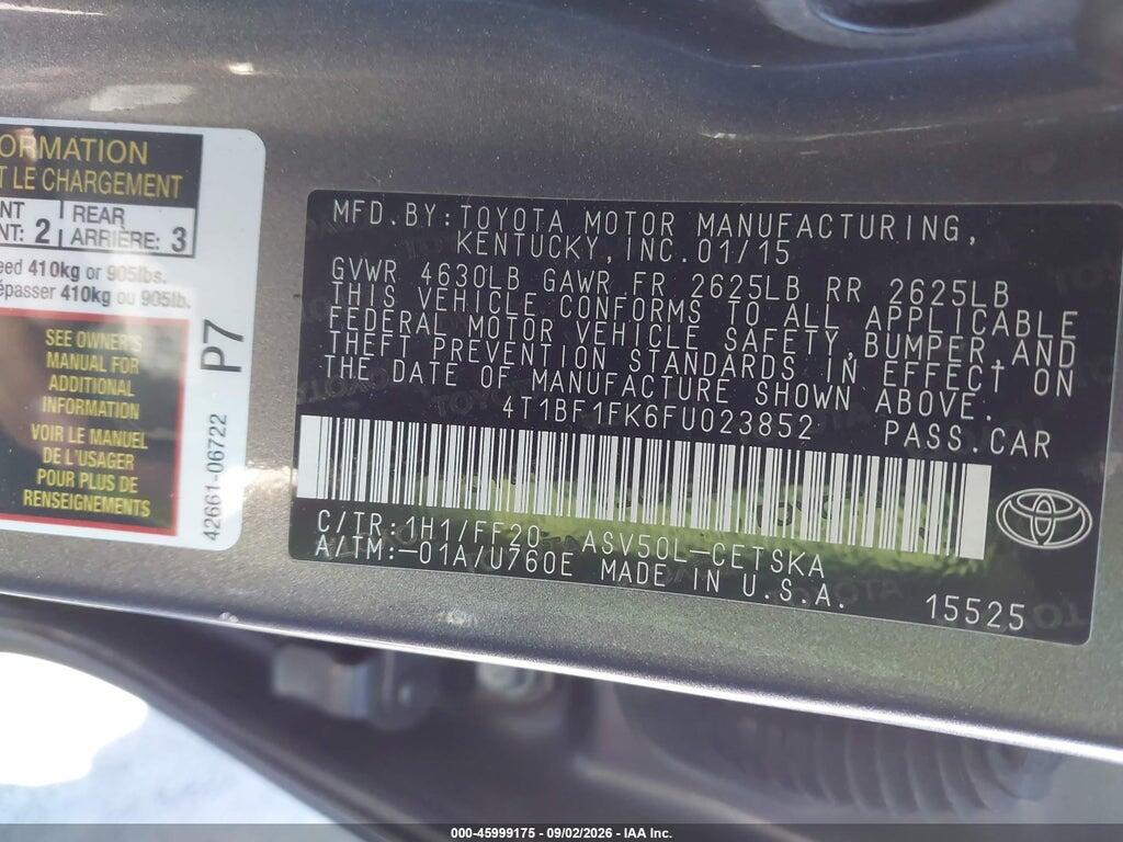 4T1BF1FK6FU023852 2015 TOYOTA CAMRY photo no. 9