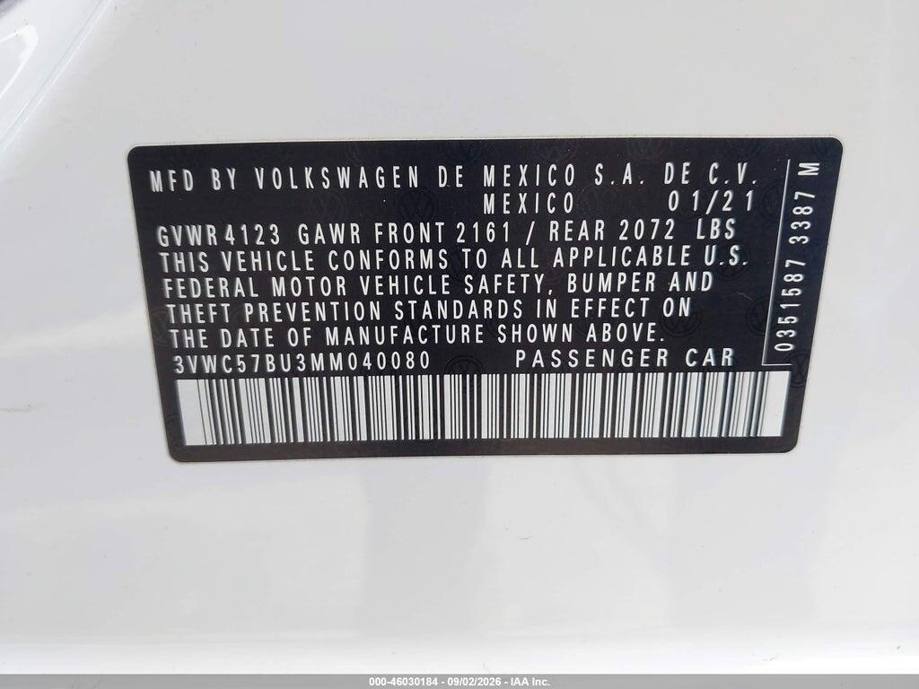 3VWC57BU3MM040080 2021 VOLKSWAGEN JETTA photo no. 9