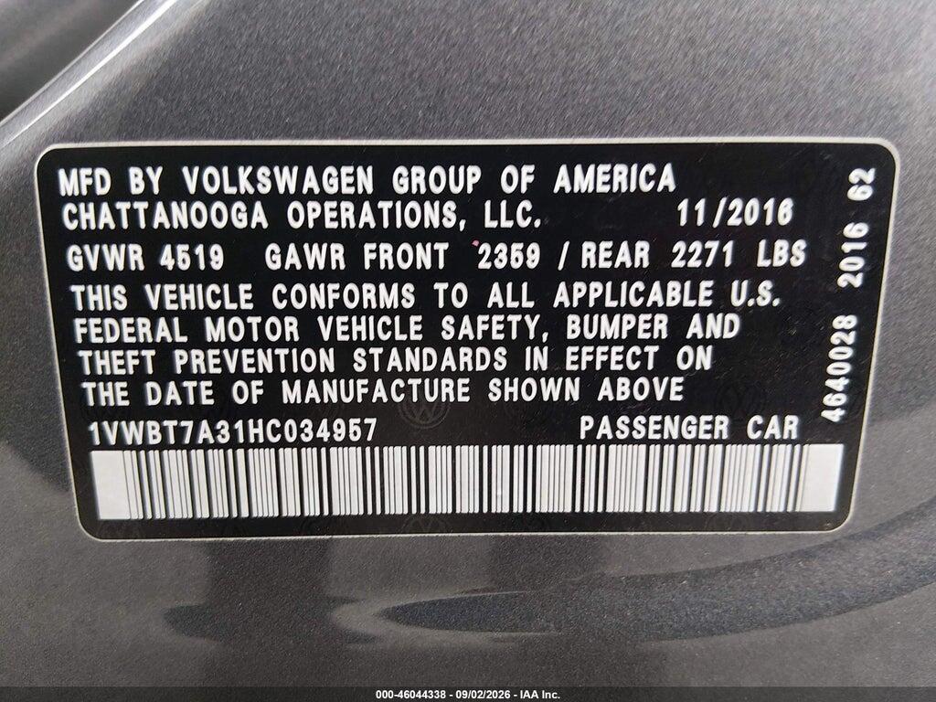 1VWBT7A31HC034957 2017 VOLKSWAGEN PASSAT photo no. 9