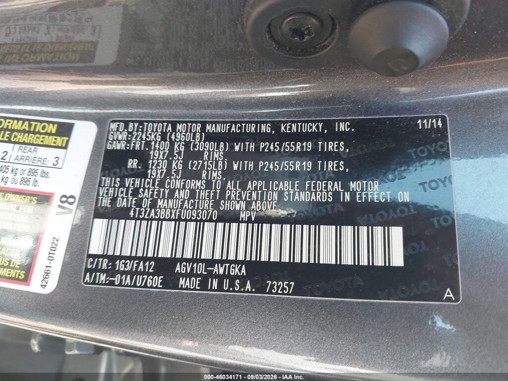 4T3ZA3BBXFU093070 2015 TOYOTA VENZA photo no. 9
