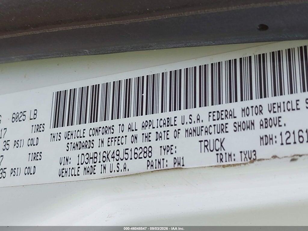 1D3HB16K49J516288 2009 DODGE RAM 1500 photo no. 9
