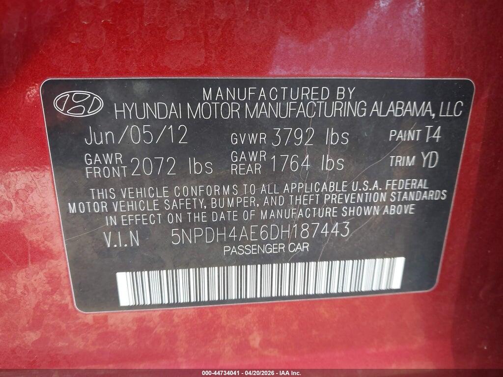 5NPDH4AE6DH187443 2013 HYUNDAI ELANTRA photo no. 9