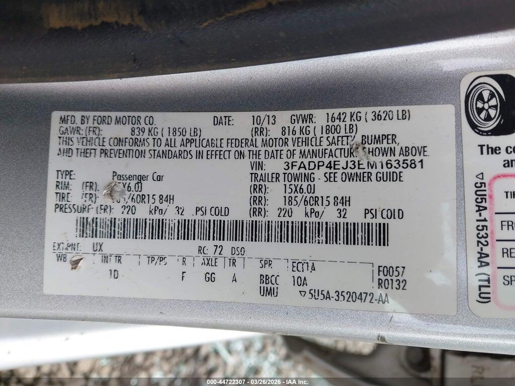 3FADP4EJ3EM163581 2014 FORD FIESTA photo no. 9