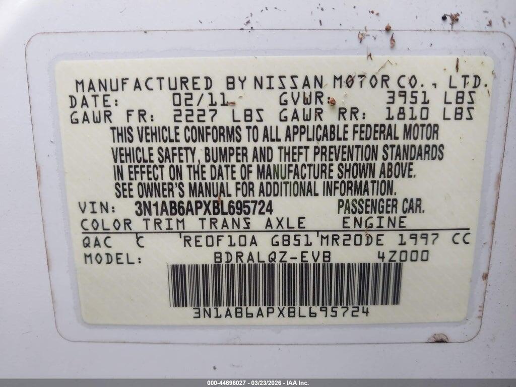 3N1AB6APXBL695724 2011 NISSAN SENTRA photo no. 9