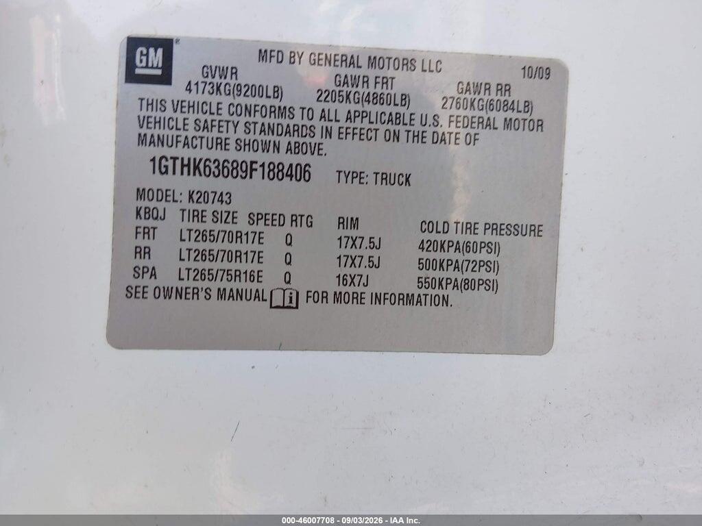 1GTHK63689F188406 2009 GMC SIERRA 2500HD photo no. 9