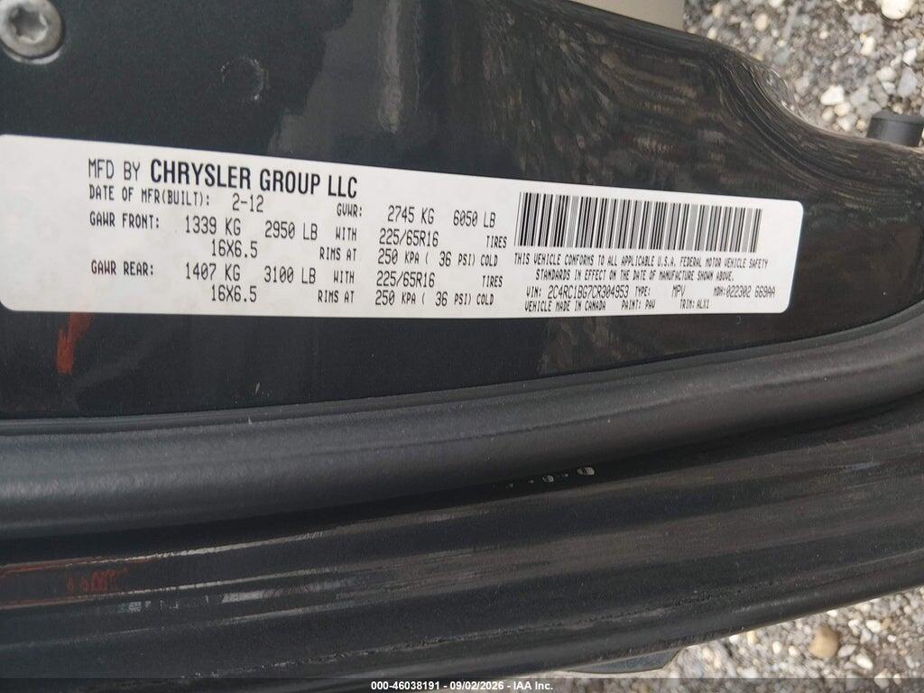 2C4RC1BG7CR304953 2012 CHRYSLER TOWN & COUNTRY photo no. 9