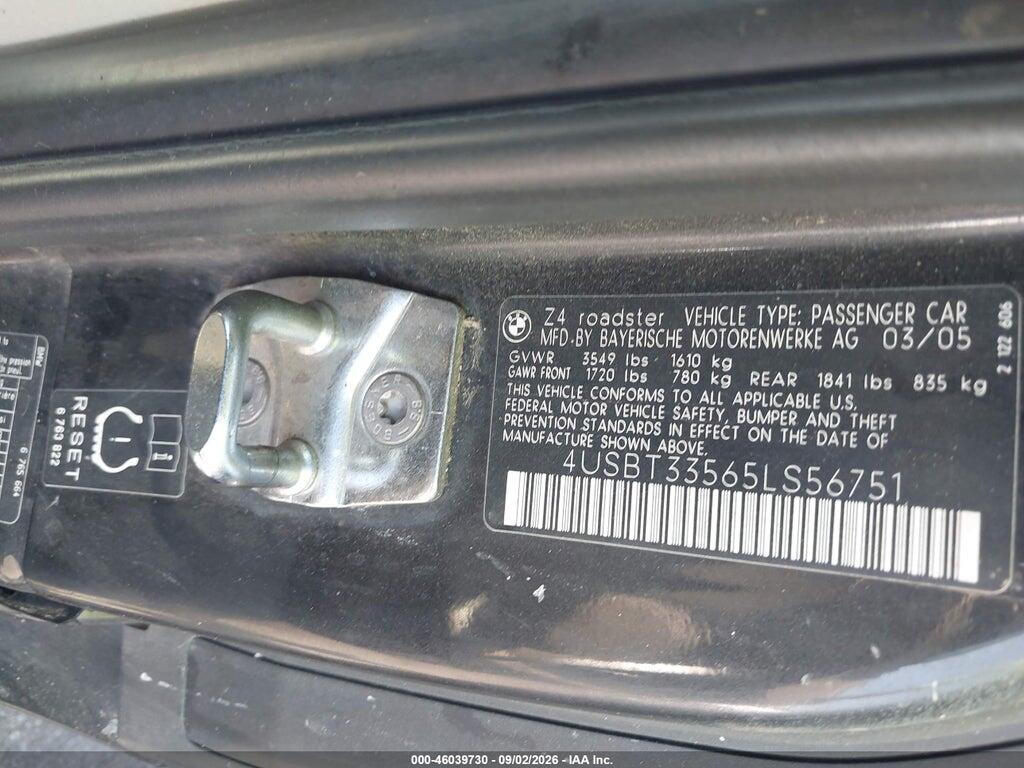 4USBT33565LS56751 2005 BMW Z4 photo no. 9