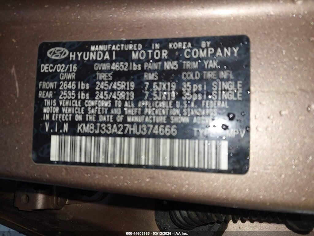 KM8J33A27HU374666 2017 HYUNDAI TUCSON photo no. 9
