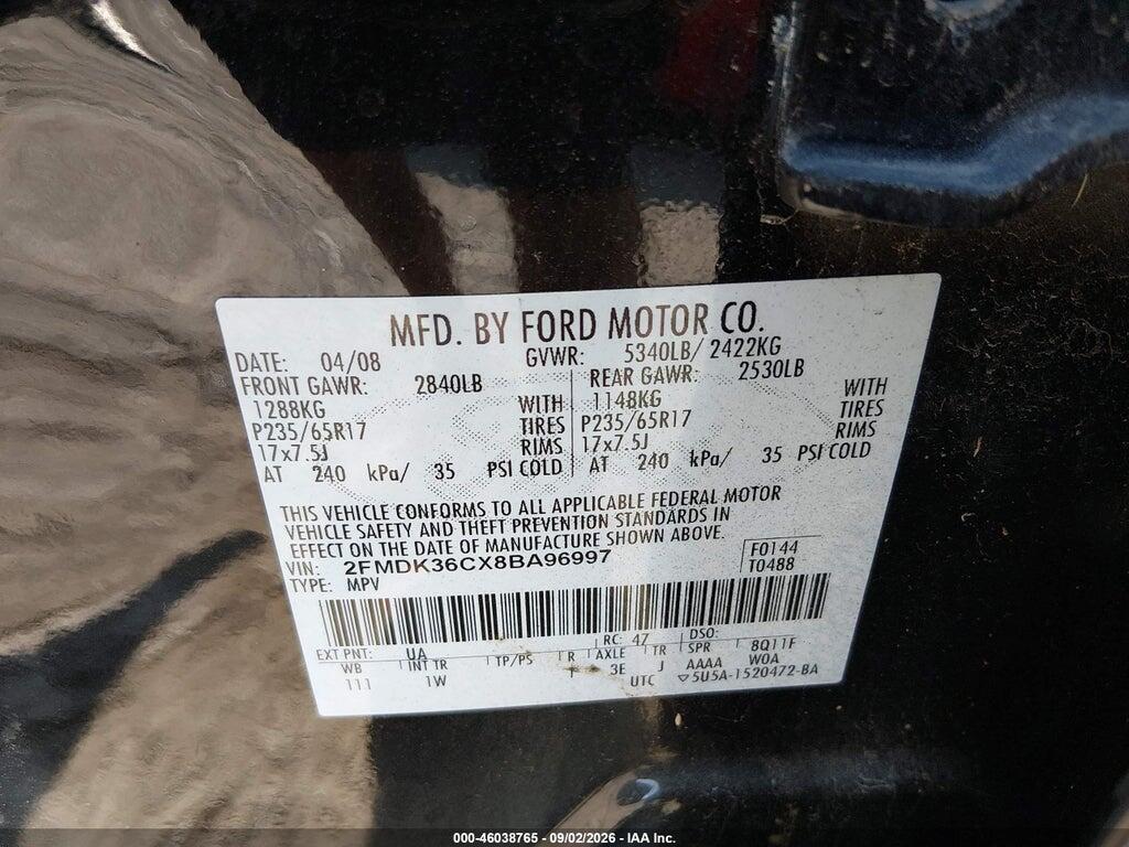 2FMDK36CX8BA96997 2008 FORD EDGE photo no. 9