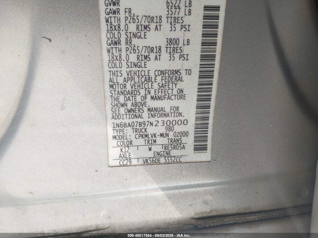 1N6BA07B97N230000 2007 NISSAN TITAN photo no. 9