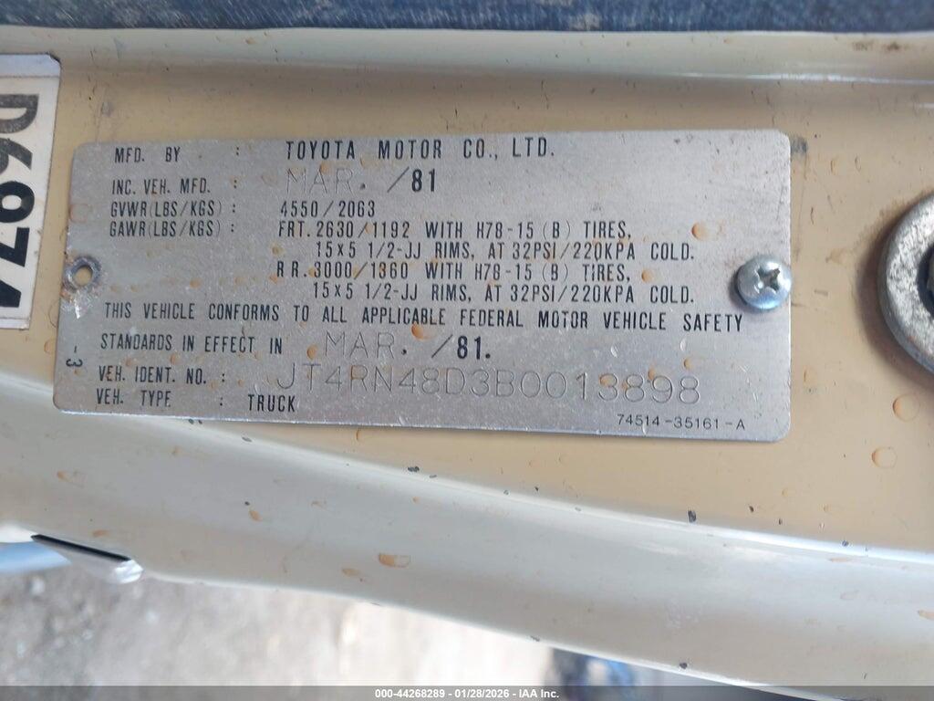 JT4RN48D3B0013898 1981 TOYOTA PICKUP photo no. 9
