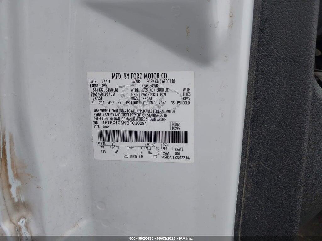 1FTEX1CM9BFC20291 2011 FORD F-150 photo no. 9