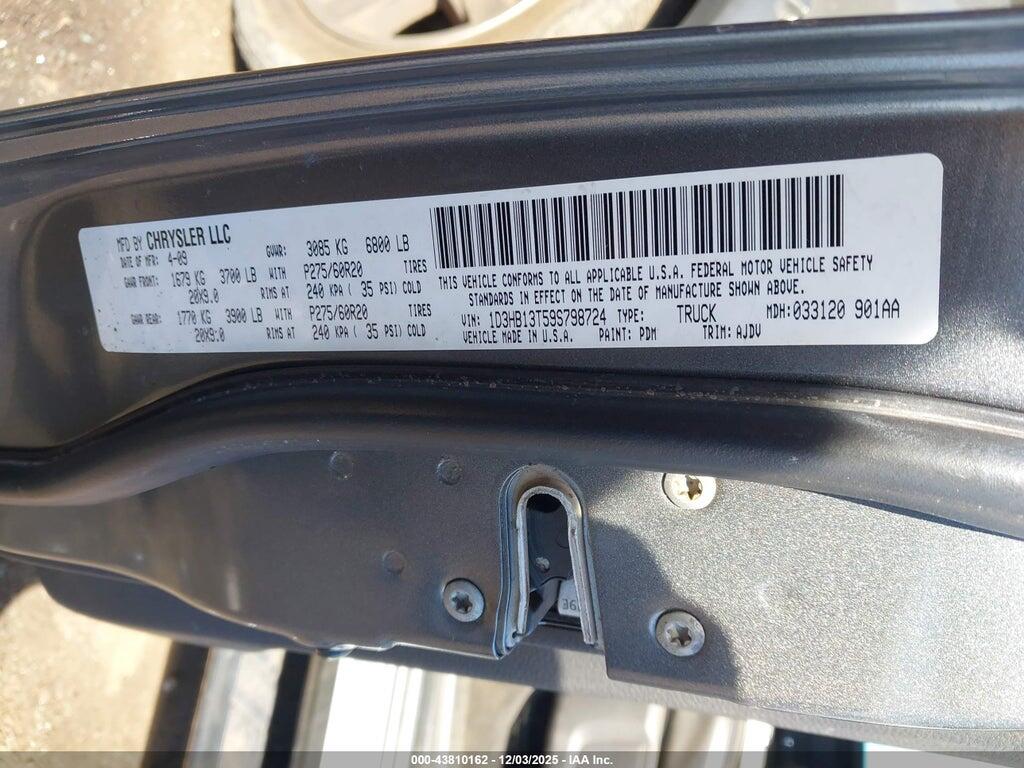 1D3HB13T59S798724 2009 DODGE RAM 1500 photo no. 9