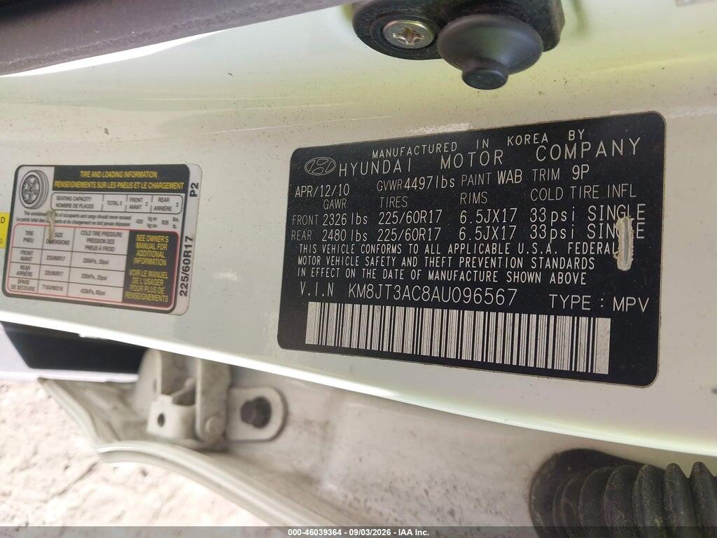 KM8JT3AC8AU096567 2010 HYUNDAI TUCSON photo no. 9