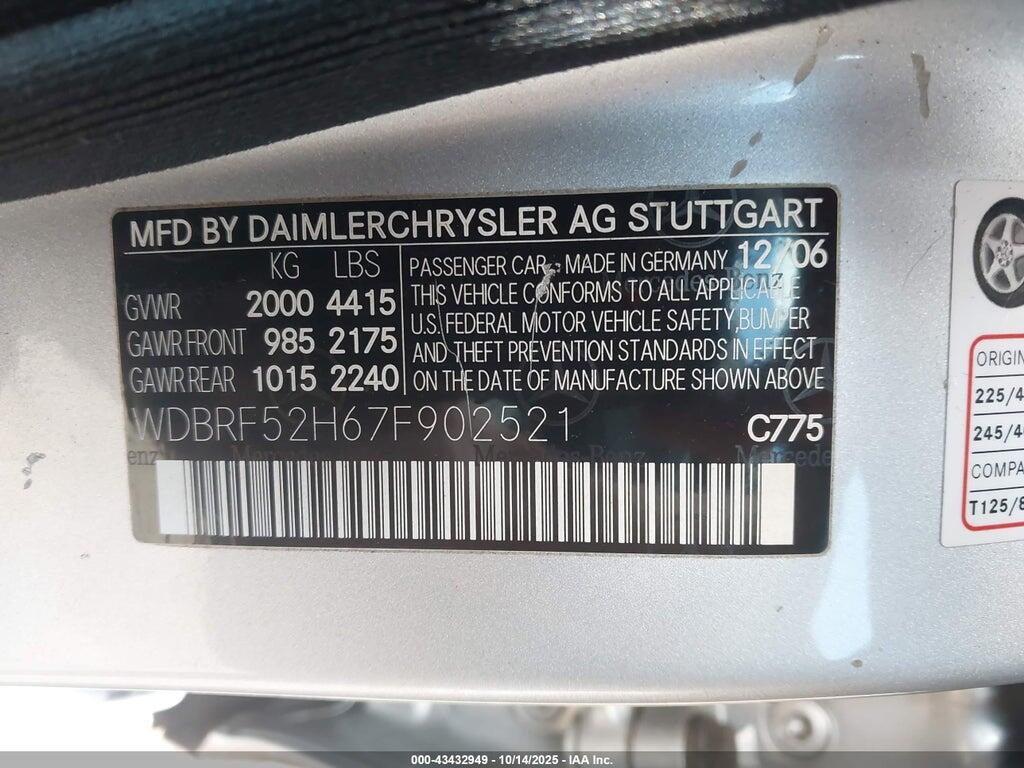 WDBRF52H67F902521 2007 MERCEDES-BENZ C 230 photo no. 9