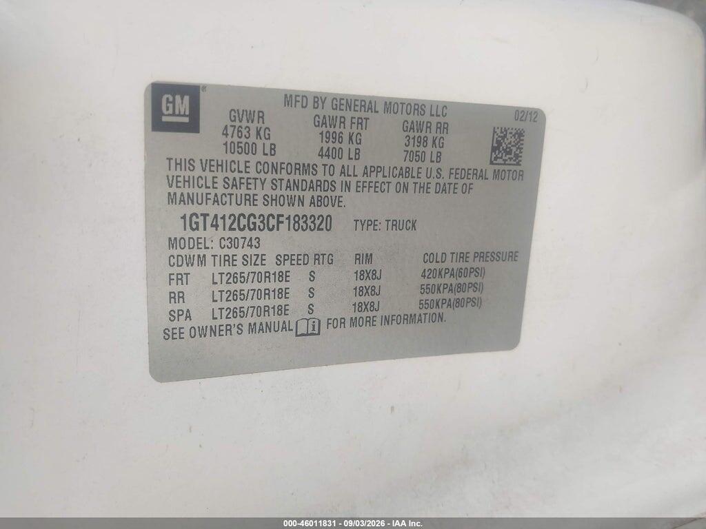 1GT412CG3CF183320 2012 GMC SIERRA 3500HD photo no. 9