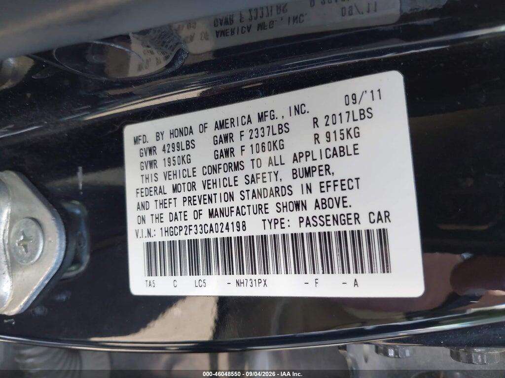 1HGCP2F33CA024198 2012 HONDA ACCORD photo no. 9