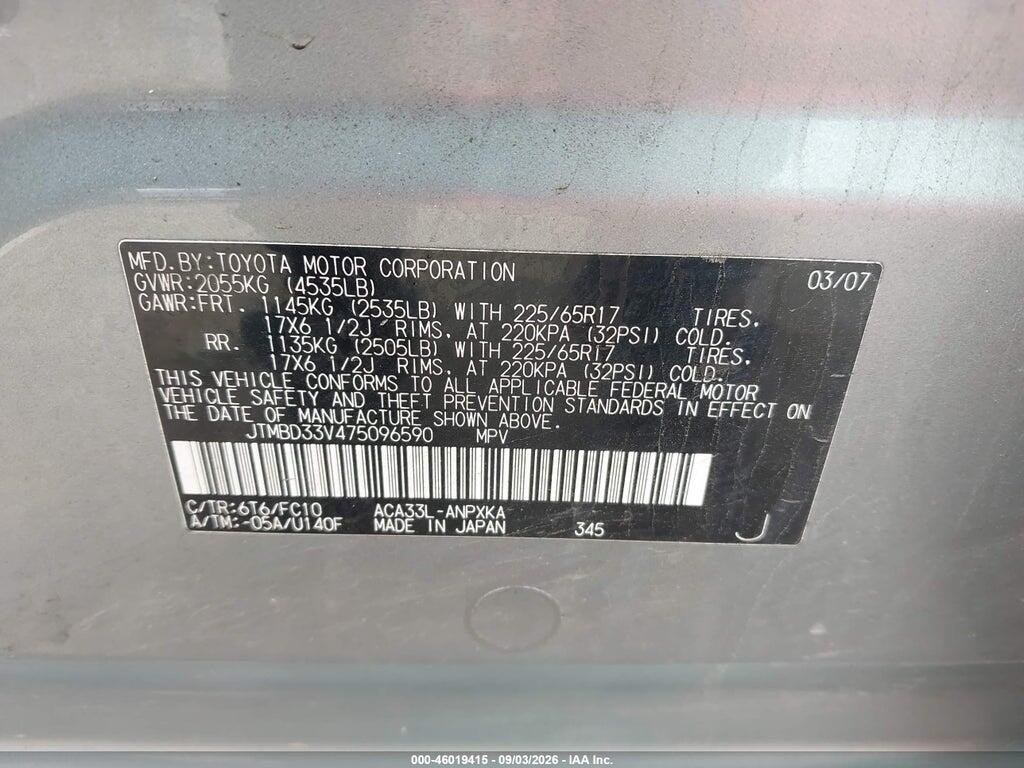 JTMBD33V475096590 2007 TOYOTA RAV4 photo no. 9