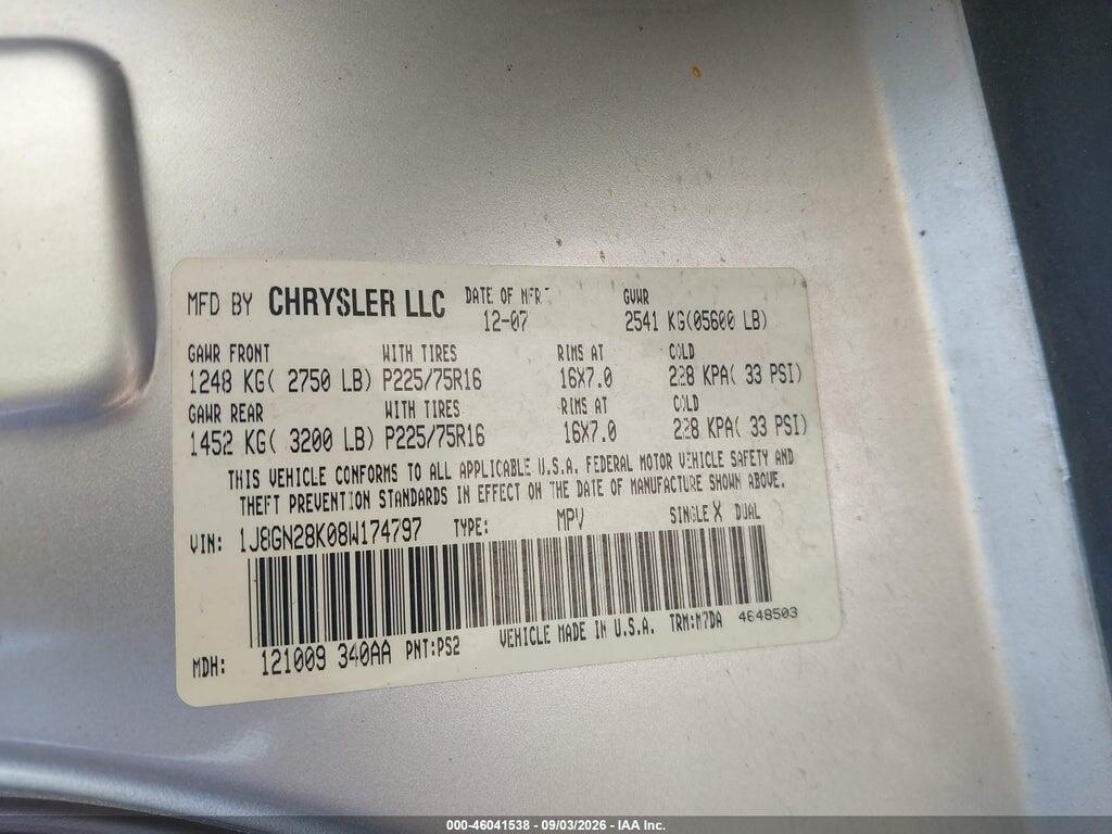 1J8GN28K08W174797 2008 JEEP LIBERTY photo no. 9