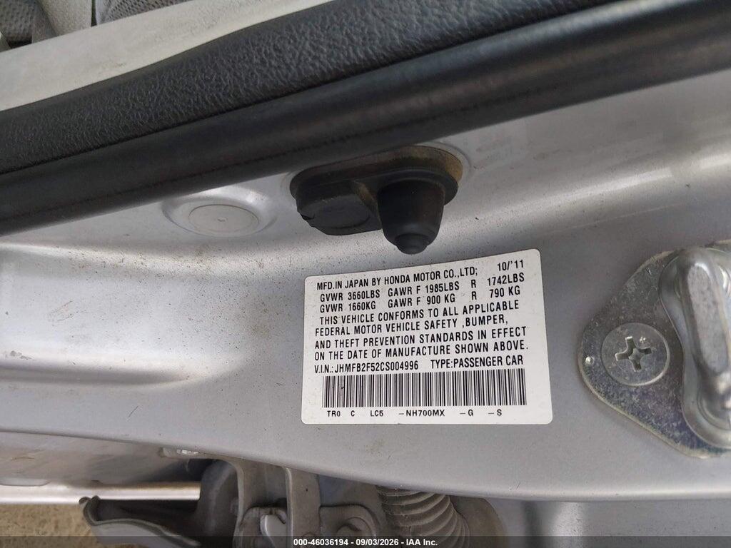 JHMFB2F52CS004996 2012 HONDA CIVIC photo no. 9