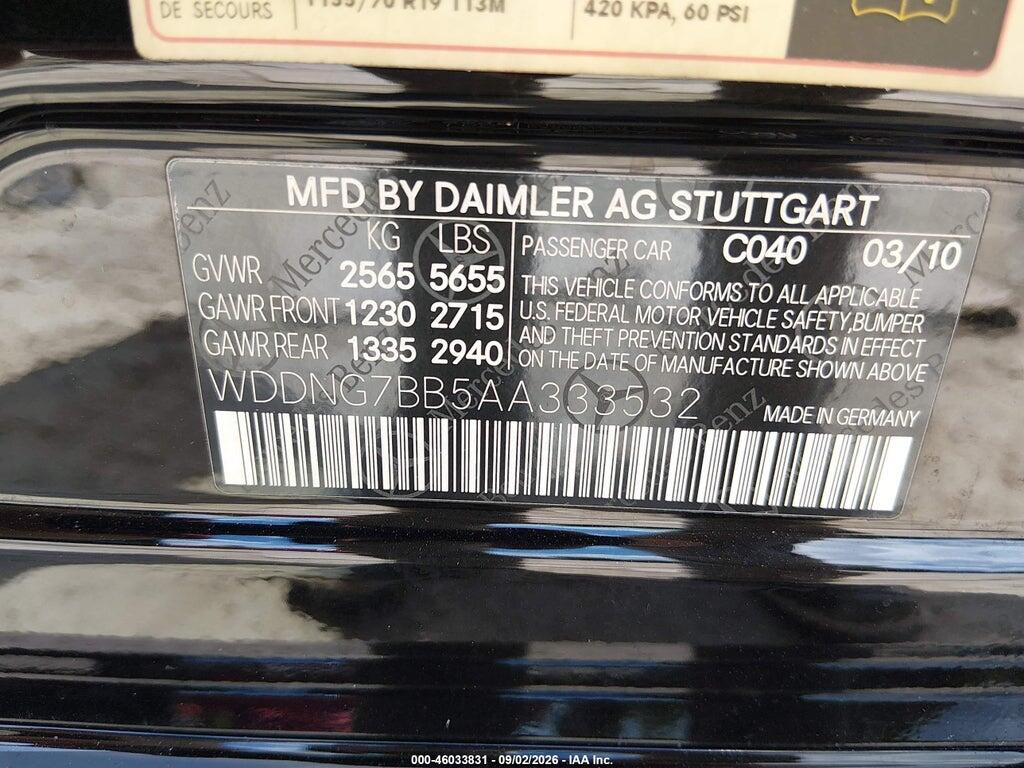 WDDNG7BB5AA333532 2010 MERCEDES-BENZ S 550 photo no. 9