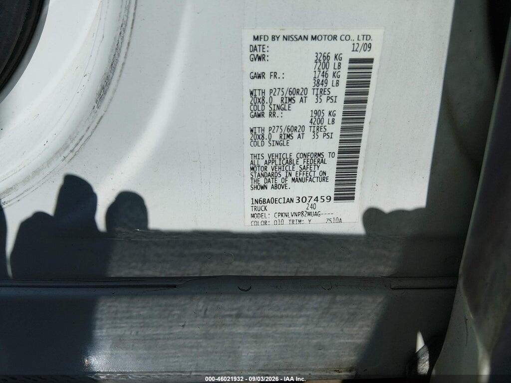 1N6BA0EC1AN307459 2010 NISSAN TITAN photo no. 9