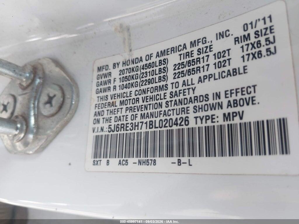 5J6RE3H71BL020426 2011 HONDA CR-V photo no. 9