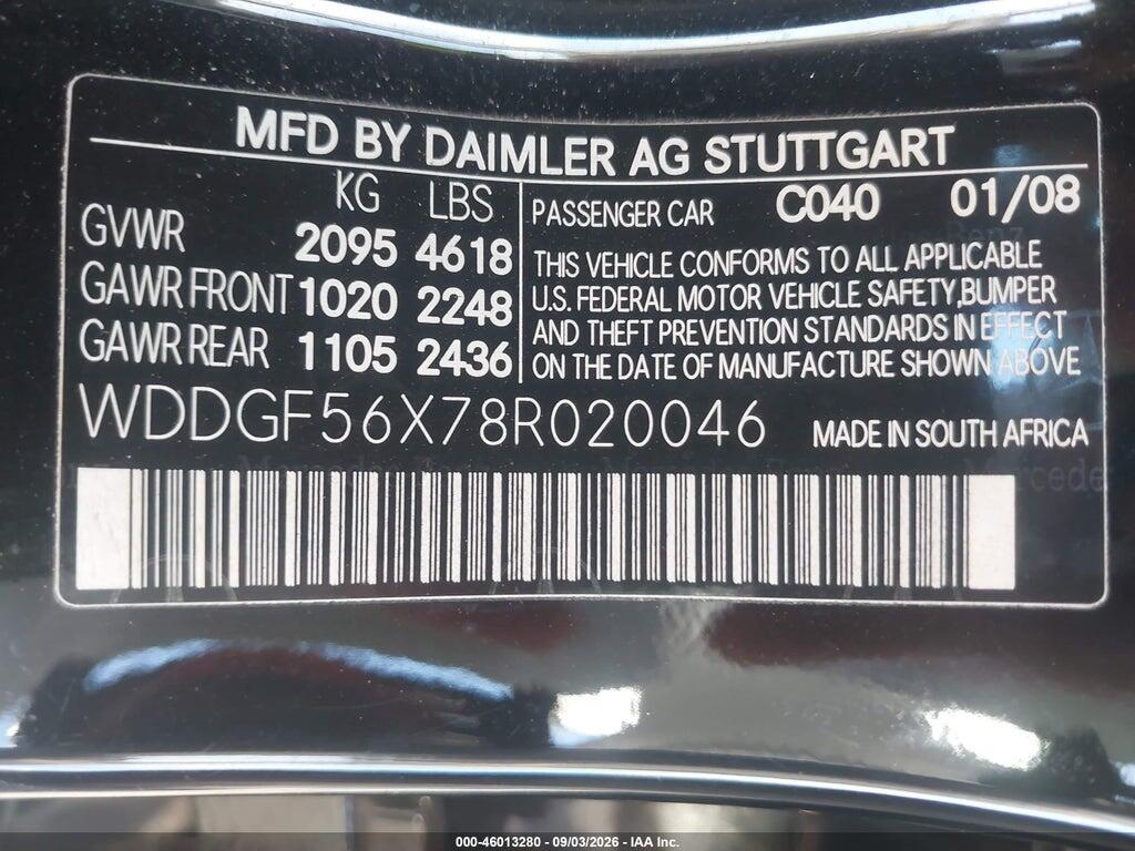 WDDGF56X78R020046 2008 MERCEDES-BENZ C 350 photo no. 9