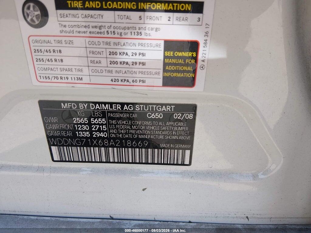 WDDNG71X68A218669 2008 MERCEDES-BENZ S 550 photo no. 9