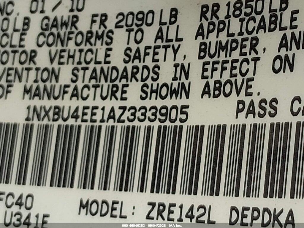 1NXBU4EE1AZ333905 2010 TOYOTA COROLLA photo no. 9