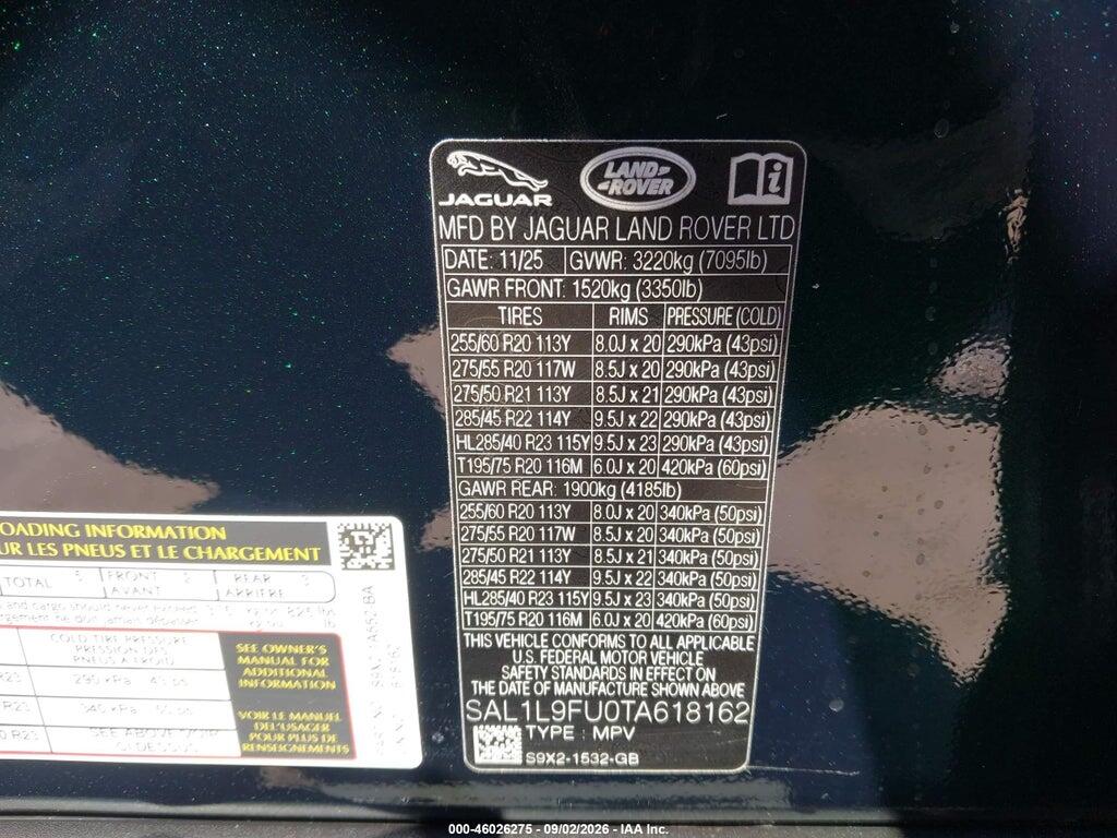 SAL1L9FU0TA618162 2026 LAND ROVER RANGE ROVER SPORT photo no. 9
