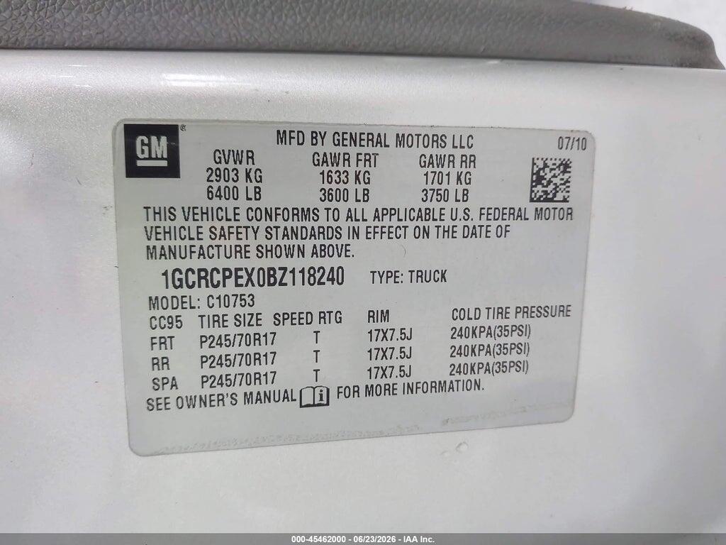 1GCRCPEX0BZ118240 2011 CHEVROLET SILVERADO 1500 photo no. 9