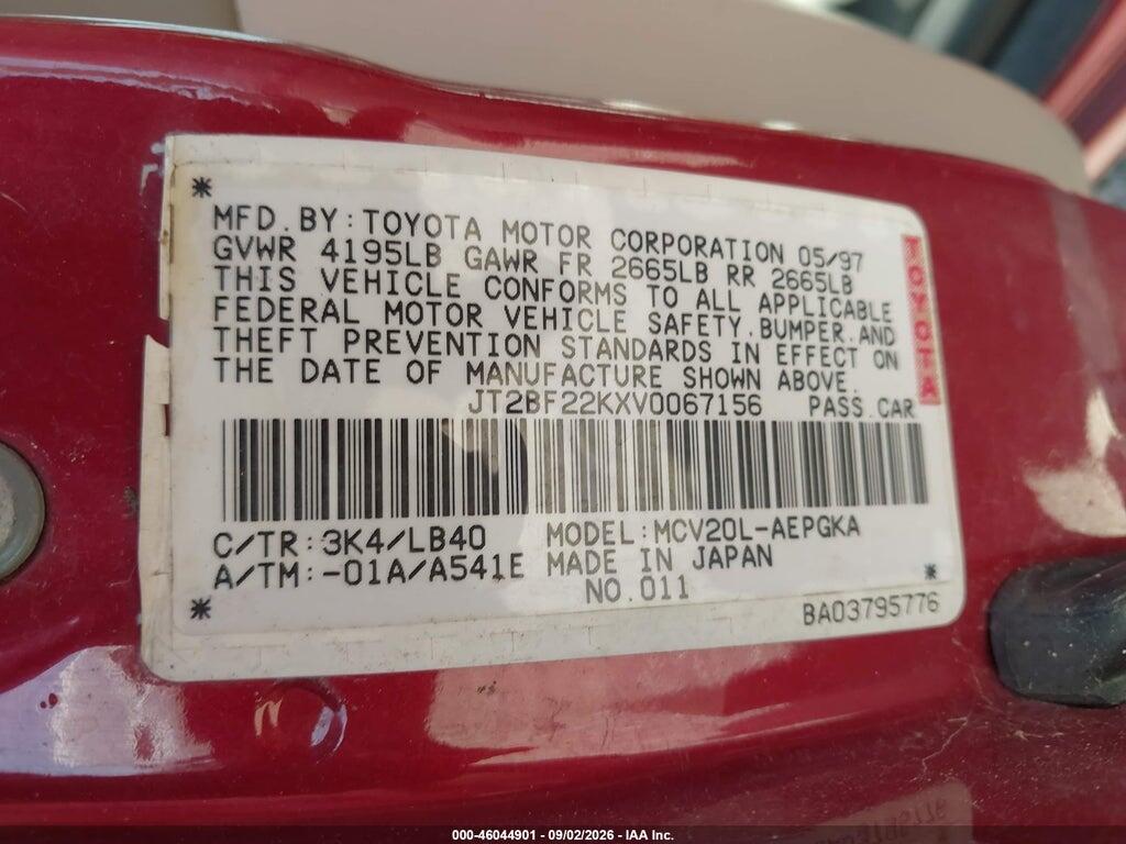JT2BF22KXV0067156 1997 TOYOTA CAMRY photo no. 9