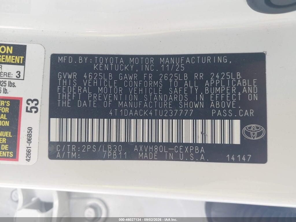 4T1DAACK4TU237777 2026 TOYOTA CAMRY photo no. 9