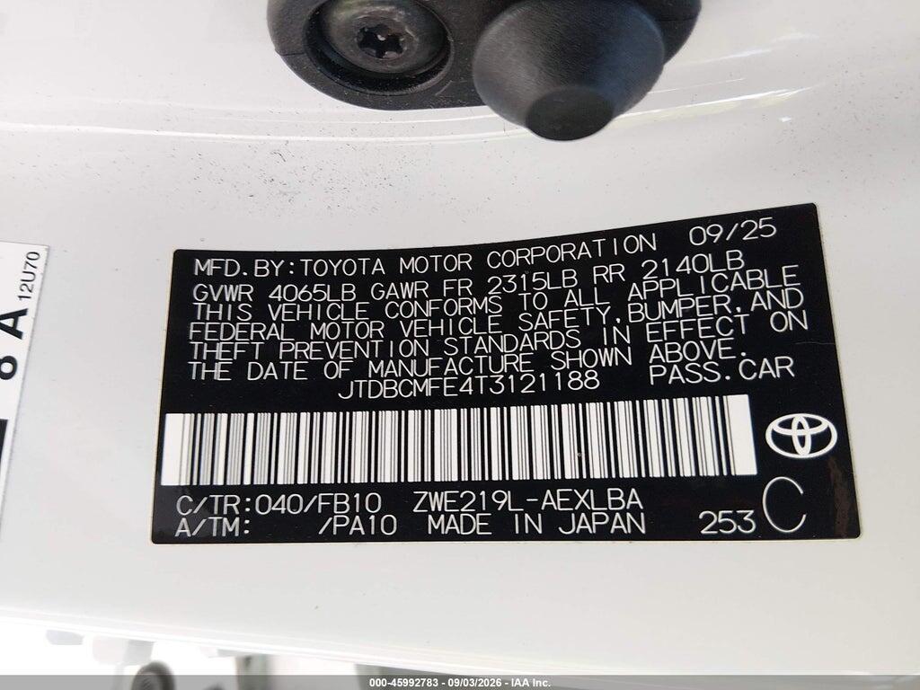 JTDBCMFE4T3121188 2026 TOYOTA COROLLA HYBRID photo no. 9
