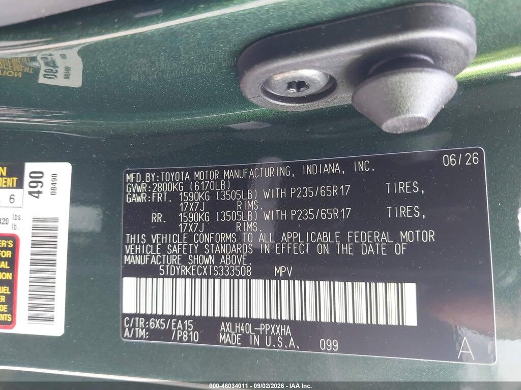 5TDYRKECXTS333508 2026 TOYOTA SIENNA photo no. 9