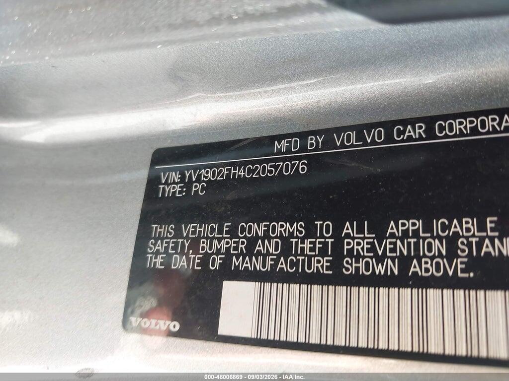 YV1902FH4C2057076 2012 VOLVO S60 photo no. 9