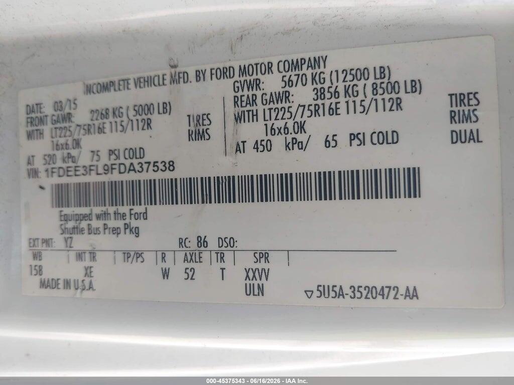 1FDEE3FL9FDA37538 2015 FORD E-350 CUTAWAY photo no. 8