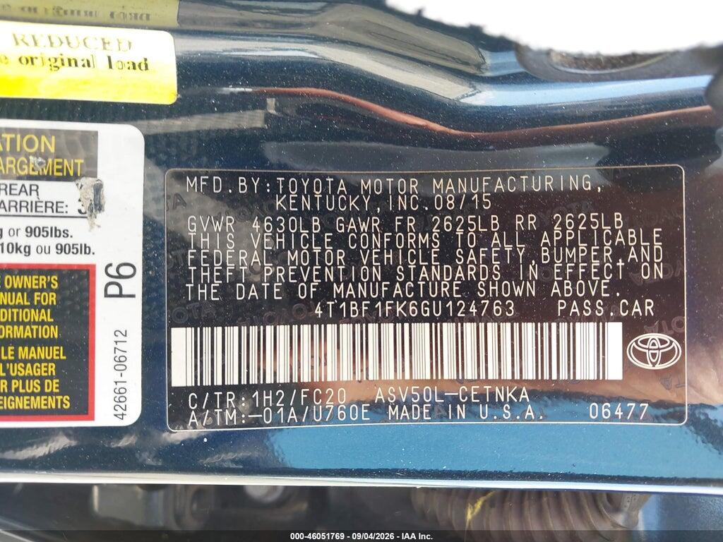 4T1BF1FK6GU124763 2016 TOYOTA CAMRY photo no. 9