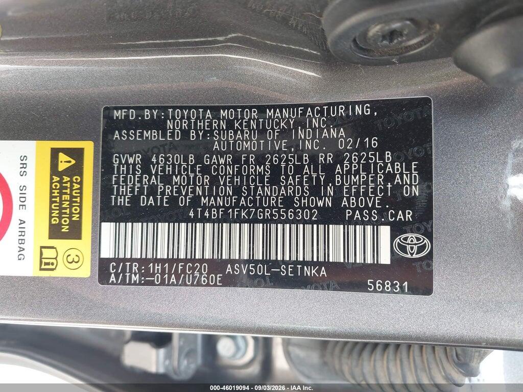 4T4BF1FK7GR556302 2016 TOYOTA CAMRY photo no. 9