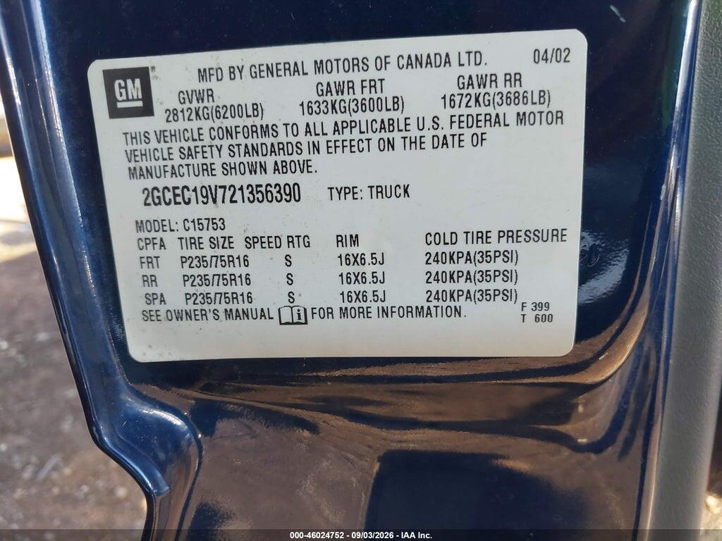 2GCEC19V721356390 2002 CHEVROLET SILVERADO 1500 photo no. 9